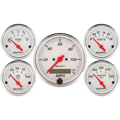 AutoMeter - Autometer Arctic White 5 Pc Kit Box w/ Elec Speedo, Elec Oil Press, Water Temp, Volt, Fuel Level - Demon Performance