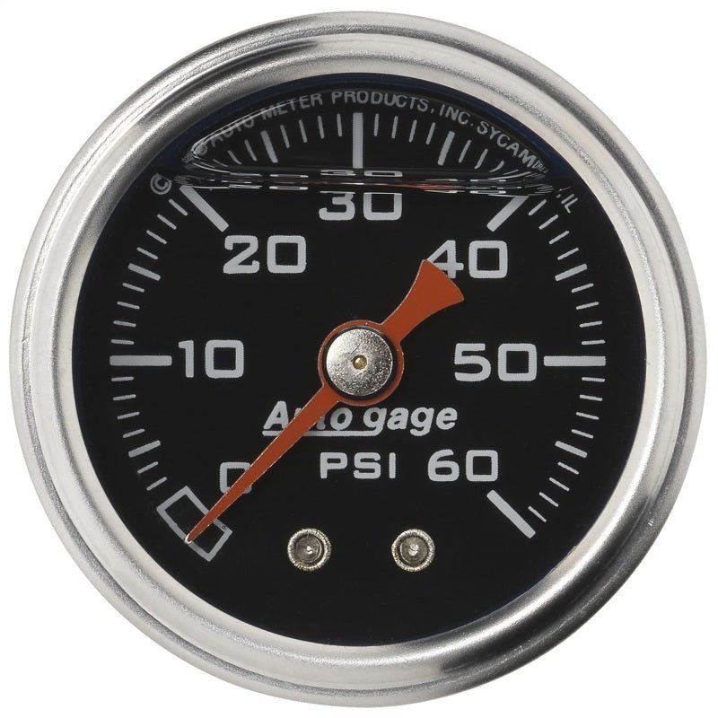 AutoMeter - Autometer AutoGage 1.5in Liquid Filled Mechanical 0-60 PSI Fuel Pressure Gauge - Black - Demon Performance