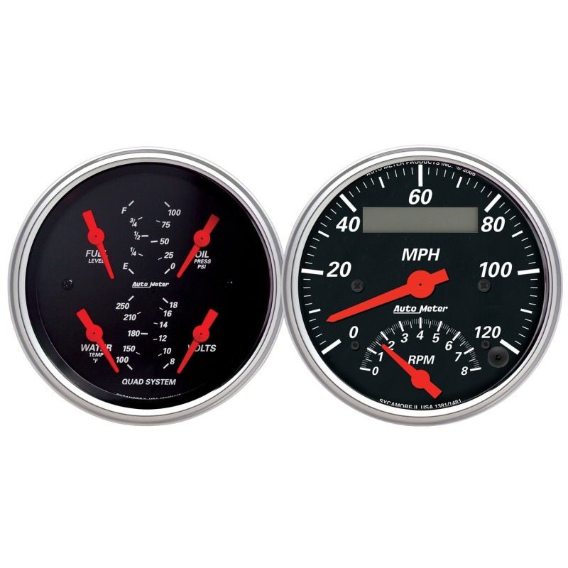 AutoMeter - Autometer Designer 3-3/8in In-Dash Kit Box-Tach Speedo Combo & Elec Oil Press, H2O Temp, Volt, Fuel - Demon Performance
