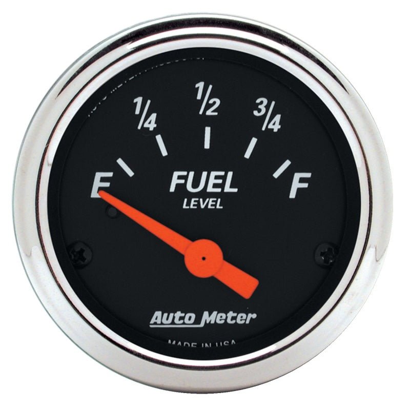 AutoMeter - Autometer Designer Black 2 1/16in 0 Ohm E to 90 Ohm F Electronic Fuel Level Gauge - Demon Performance