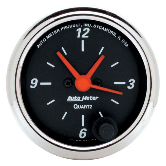AutoMeter - Autometer Designer Black 2-1/16in Analog 12 Hour Clock - Demon Performance