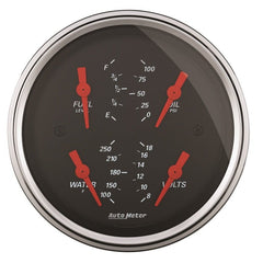 AutoMeter - Autometer Designer Black 3.375in Quad Gauge - Fuel Level / Oil Pressure / Water Temp. / Voltmeter - Demon Performance