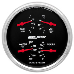 AutoMeter - Autometer Designer Black 5in Quad Gauge - Fuel Level / Oil Pressure / Water Temperature / Voltmeter - Demon Performance
