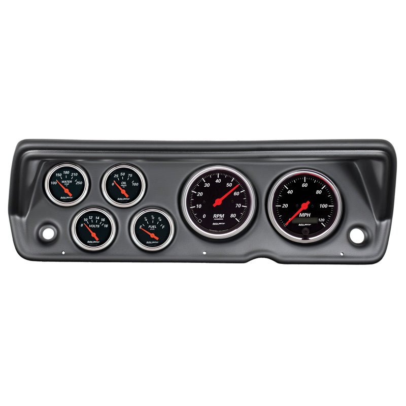 AutoMeter - Autometer Designer Black 70-76 Duster/Demon/Dart Dash Kit 6pc Tach / MPH / Fuel / Oil / WTMP / Volt - Demon Performance