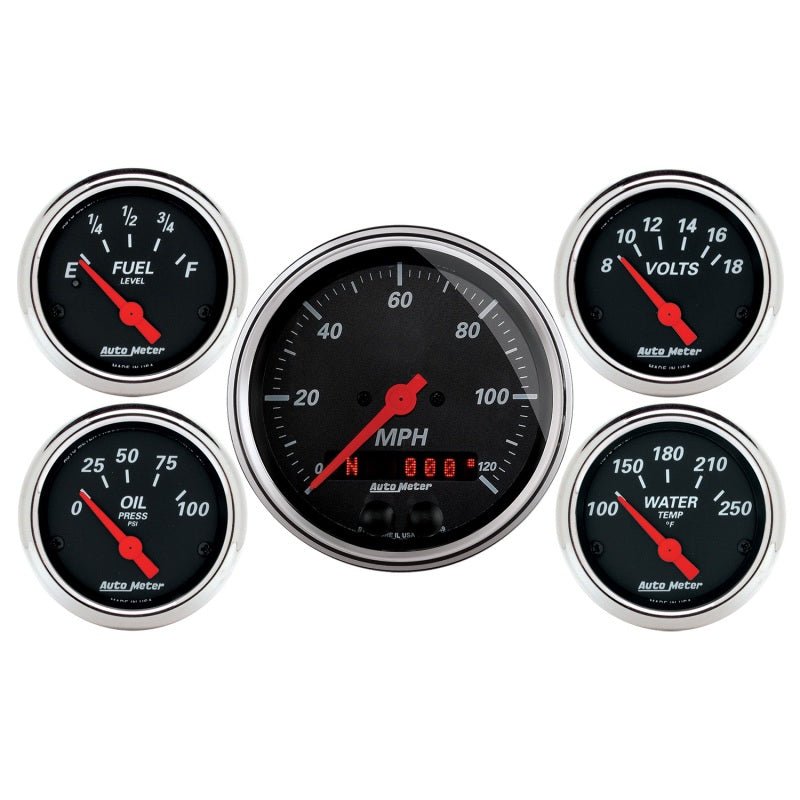 AutoMeter - Autometer Designer Black Dash Kit 5pc MPH / Fuel / Oil / WTMP / Volt - Demon Performance