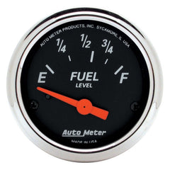 AutoMeter - Autometer Designer Black Fuel Level Gauge 2-1/16in Electrical 70 Ohms E / 10 Ohms F - 90 Deg Sweep - Demon Performance