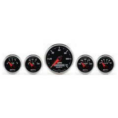 AutoMeter - Autometer Designer Black II 3-3/8in and 2-21/16in 5 pc. Electric Speedometer Gauge - Demon Performance