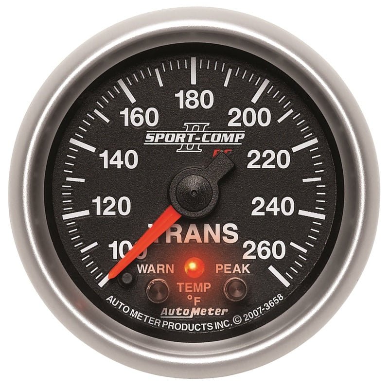 AutoMeter - Autometer Elite 52.4mm 100-260F Transmission Temprature Peak & Warn w/ Electronic Control Gauge - Demon Performance
