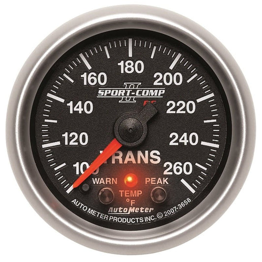 AutoMeter - Autometer Elite 52.4mm 100-260F Transmission Temprature Peak & Warn w/ Electronic Control Gauge - Demon Performance