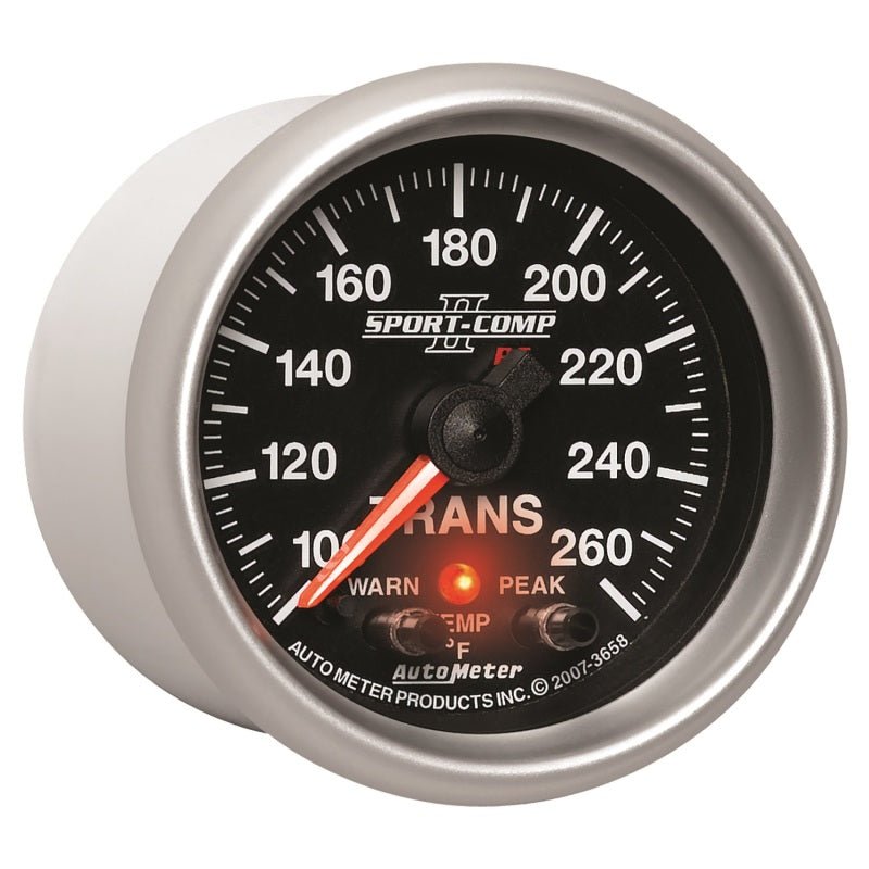 AutoMeter - Autometer Elite 52.4mm 100-260F Transmission Temprature Peak & Warn w/ Electronic Control Gauge - Demon Performance