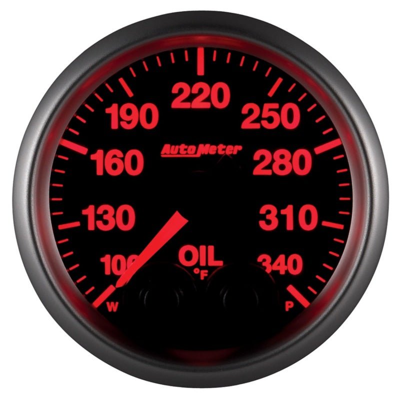 AutoMeter - Autometer Elite 52mm 100-340 Deg F Oil Temp Peak & Warn w/ Electronic Control Gauge - Demon Performance