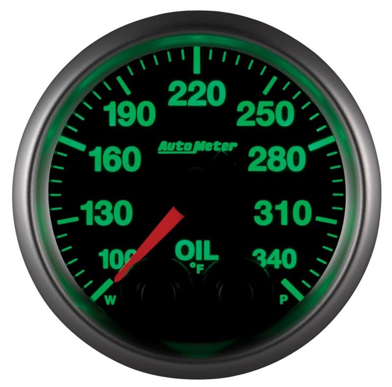 AutoMeter - Autometer Elite 52mm 100-340 Deg F Oil Temp Peak & Warn w/ Electronic Control Gauge - Demon Performance