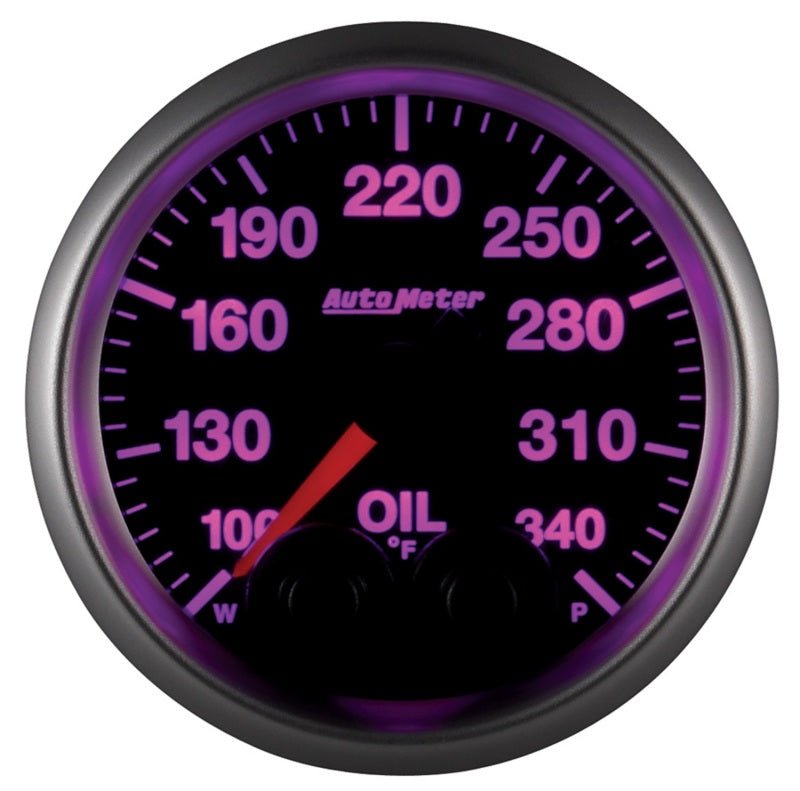 AutoMeter - Autometer Elite 52mm 100-340 Deg F Oil Temp Peak & Warn w/ Electronic Control Gauge - Demon Performance
