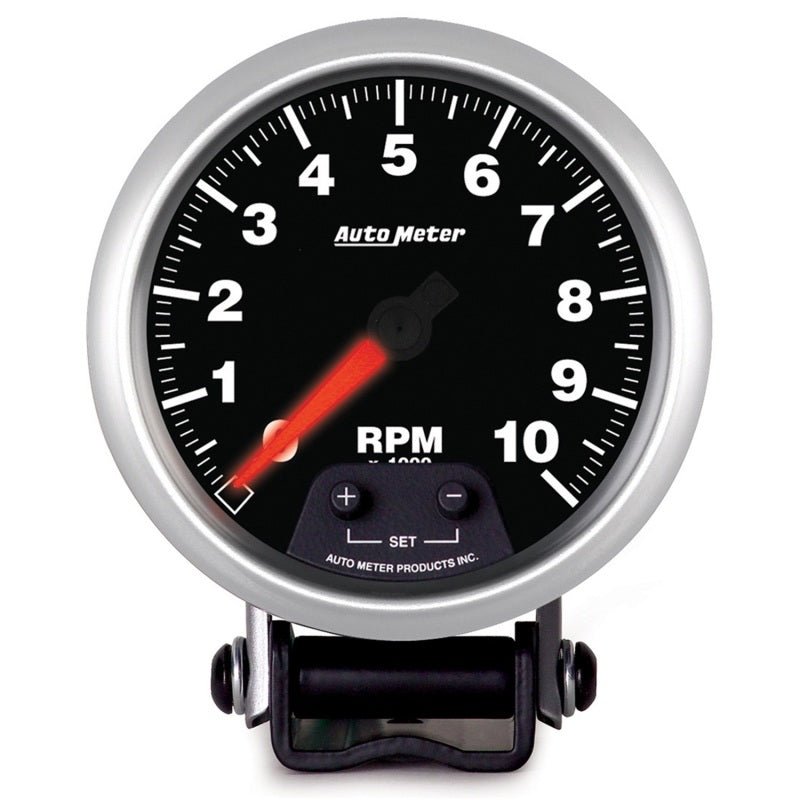 AutoMeter - Autometer Elite Street Progressive Shift Light 3-3/8in Tachometer 0-10,000 RPM PED Mount - Demon Performance