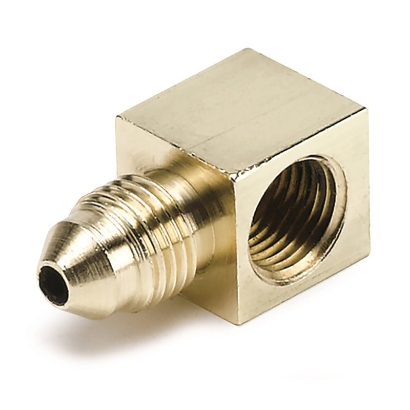 AutoMeter - AutoMeter Fitting Adapter 90 Deg. 1/8in. NPT Female To -3AN Male Brass - Demon Performance