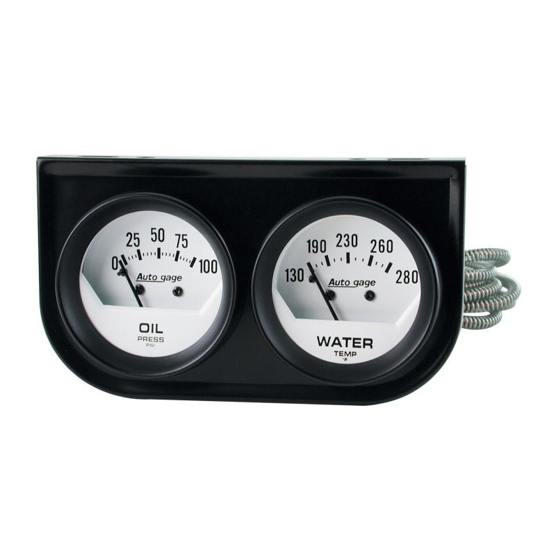 AutoMeter - AutoMeter Gauge Console Oilp/Wtmp 2in. 100PSI/280 Deg. F Wht Dial Blk Bzl Autogage - Demon Performance