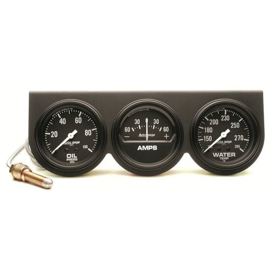 AutoMeter - AutoMeter Gauge Console Oilp/Wtmp/Amp 2-5/8in. 100PSI/280 Deg. F/60A Blk Dial Blk Bzl Ag - Demon Performance