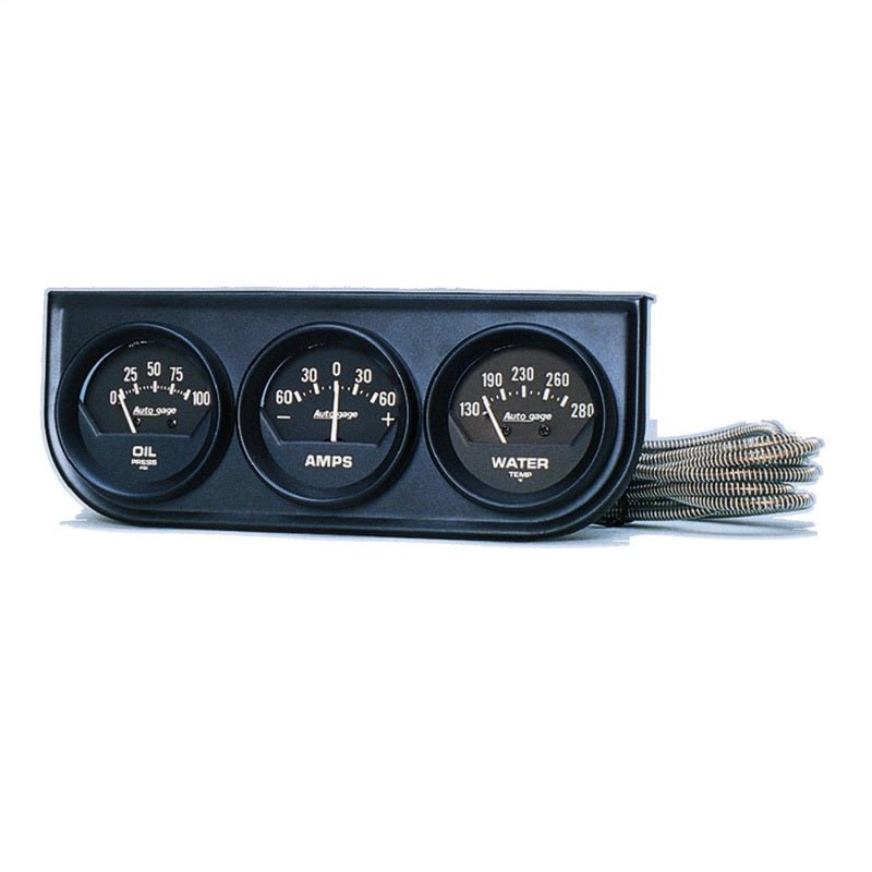 AutoMeter - AutoMeter Gauge Console Oilp/Wtmp/Amp 2in. 100PSI/280 Deg. F/60A Blk Dial Blk Bzl Ag - Demon Performance