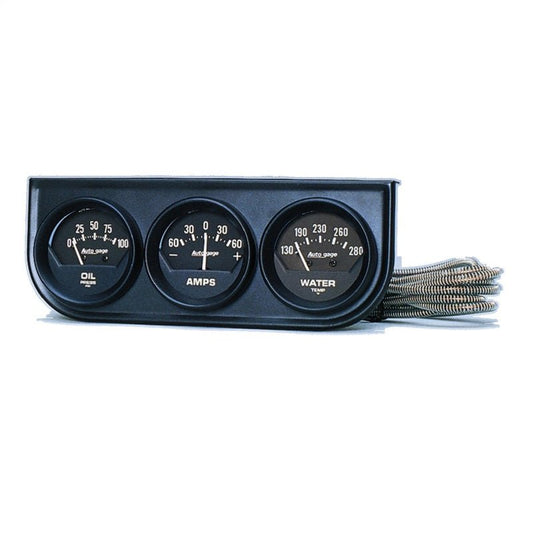 AutoMeter - AutoMeter Gauge Console Oilp/Wtmp/Amp 2in. 100PSI/280 Deg. F/60A Blk Dial Blk Bzl Ag - Demon Performance