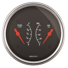 AutoMeter - AutoMeter Gauge Dual Fuel & Oilp 3-3/8in. 0 Ohm(e) to 90 Ohm(f)& 100PSI Elec Designer Black - Demon Performance
