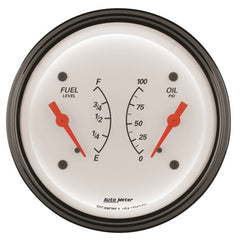 AutoMeter - AutoMeter Gauge Dual Fuel & Oilp 3-3/8in. 240 Ohm(e) to 33 Ohm(f) & 100PSI Elec Arctic White - Demon Performance