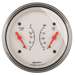 AutoMeter - AutoMeter Gauge Dual Fuel & Oilp 3-3/8in. 240 Ohm(e) to 33 Ohm(f) & 100PSI Elec Arctic White - Demon Performance