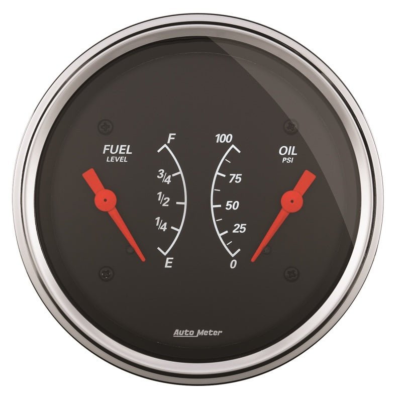 AutoMeter - AutoMeter Gauge Dual Fuel & Oilp 3-3/8in. 240 Ohm(e) to 33 Ohm(f) & 100PSI Elec Designer Black - Demon Performance