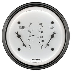 AutoMeter - AutoMeter Gauge Dual Fuel & Oilp 3-3/8in. 240 Ohm(e) to 33 Ohm(f) & 100PSI Elec Old Tyme Wht - Demon Performance