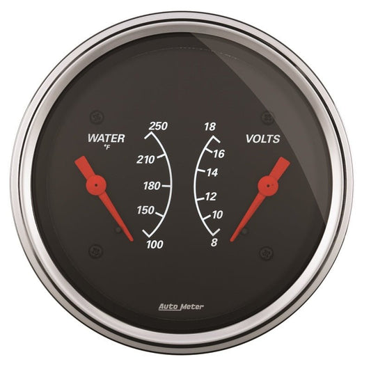 AutoMeter - AutoMeter Gauge Dual Wtmp & Volt 3-3/8in. 250 Deg. F & 18V Elec Designer Black - Demon Performance