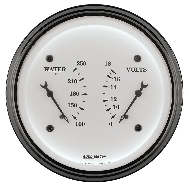 AutoMeter - AutoMeter Gauge Dual Wtmp & Volt 3-3/8in. 250 Deg. F & 18V Elec Old Tyme White - Demon Performance