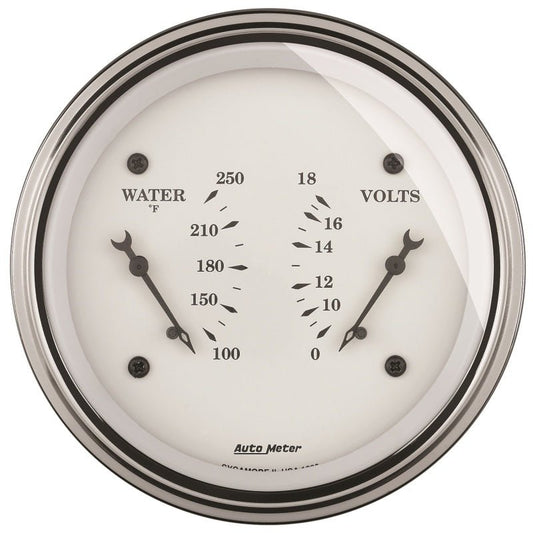 AutoMeter - AutoMeter Gauge Dual Wtmp & Volt 3-3/8in. 250 Deg. F & 18V Elec Old Tyme White - Demon Performance