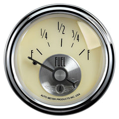 AutoMeter - AutoMeter Gauge Fuel Level 2-1/16in. 0 Ohm(e) to 90 Ohm(f) Elec Prestige Antq. Ivory - Demon Performance