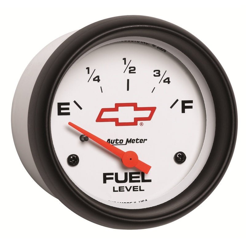 AutoMeter - AutoMeter Gauge Fuel Level 2-5/8in. 0 Ohm(e) to 90 Ohm(f) Elec Chevy Red Bowtie White - Demon Performance