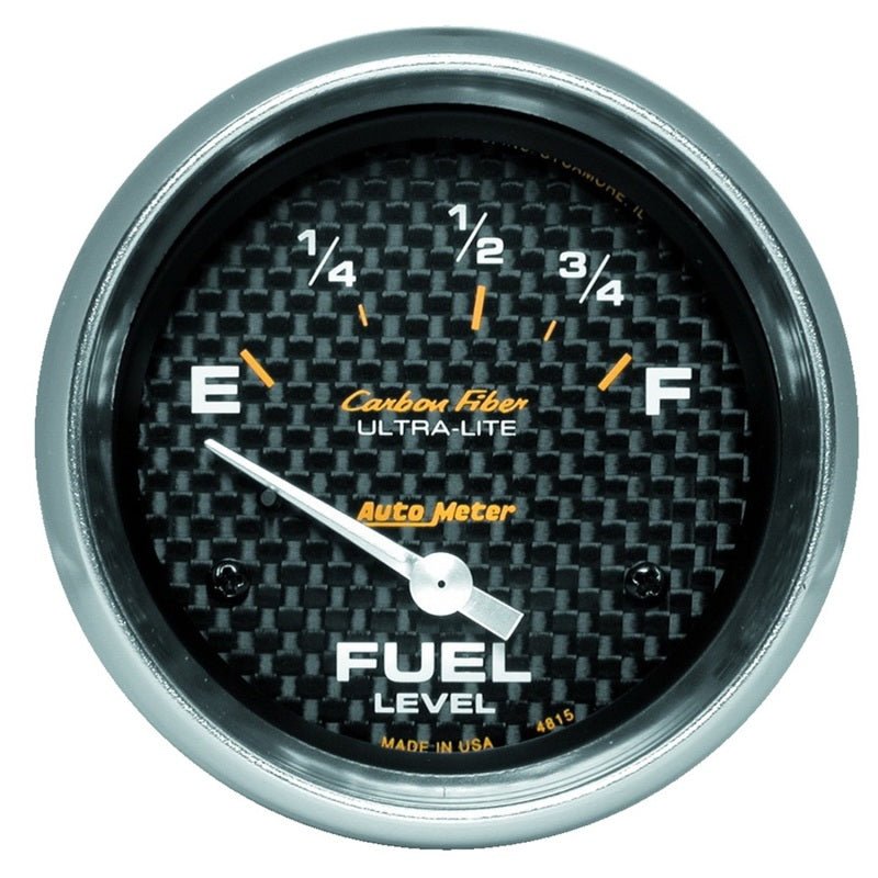 AutoMeter - AutoMeter Gauge Fuel Level 2-5/8in. 73 Ohm(e) to 10 Ohm(f) Elec Carbon Fiber - Demon Performance