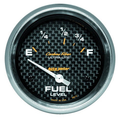 AutoMeter - AutoMeter Gauge Fuel Level 2-5/8in. 73 Ohm(e) to 10 Ohm(f) Elec Carbon Fiber - Demon Performance
