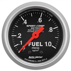 AutoMeter - AutoMeter Gauge Fuel Pressure 2-1/16in. 1.0Kg/Cm2 Mechanical Sport-Comp - Demon Performance