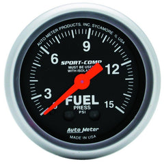AutoMeter - AutoMeter Gauge Fuel Pressure 2-1/16in. 15PSI Mechanical W/Isolator Sport-Comp - Demon Performance