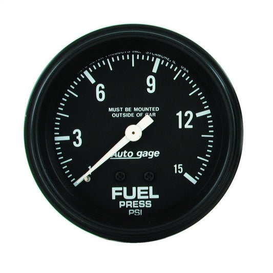 AutoMeter - AutoMeter Gauge Fuel Pressure 2-5/8in. 0-15PSI Mechanical Black Autogage - Demon Performance