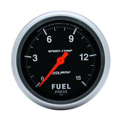 AutoMeter - AutoMeter Gauge Fuel Pressure 2-5/8in. 15PSI Digital Stepper Motor Sport-Comp - Demon Performance