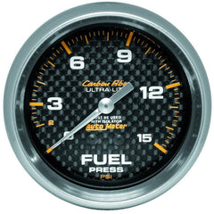 AutoMeter - AutoMeter Gauge Fuel Pressure 2-5/8in. 15PSI Mech. Incl. Isolator Carbon Fiber - Demon Performance