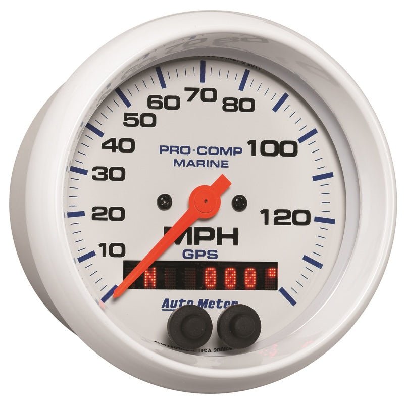 AutoMeter - Autometer Gauge GPS Speedometer 3-3/8in 140 MPH Marine White Gauge - Demon Performance