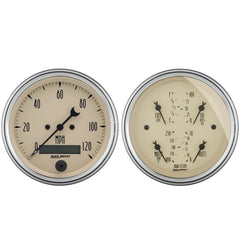 AutoMeter - AutoMeter Gauge Kit 2 Pc. Quad & Speedometer 3-3/8in. Antique Beige - Demon Performance