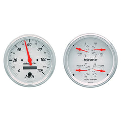 AutoMeter - AutoMeter Gauge Kit 2 Pc. Quad & Speedometer 5in. Arctic White - Demon Performance