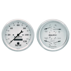 AutoMeter - AutoMeter Gauge Kit 2 Pc. Quad & Speedometer 5in. Old Tyme White - Demon Performance
