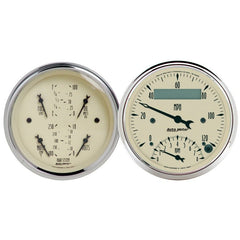 AutoMeter - AutoMeter Gauge Kit 2 Pc. Quad & Tach/Speedo 3-3/8in. Antique Beige - Demon Performance