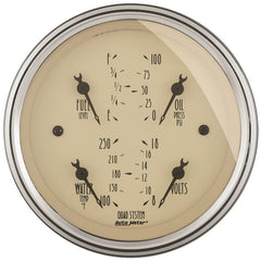 AutoMeter - AutoMeter Gauge Kit 2 Pc. Quad & Tach/Speedo 3-3/8in. Antique Beige - Demon Performance