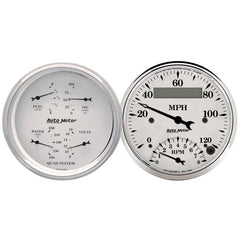 AutoMeter - AutoMeter Gauge Kit 2 Pc. Quad & Tach/Speedo 3-3/8in. Old Tyme White - Demon Performance