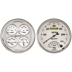 AutoMeter - AutoMeter Gauge Kit 2 Pc. Quad & Tach/Speedo 5in. Old Tyme White II - Demon Performance