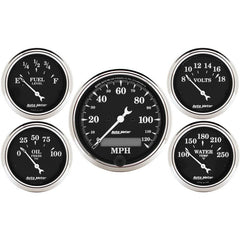 AutoMeter - AutoMeter Gauge Kit 5 Pc. 3-1/8in. & 2-1/16in. Elec. Speedometer Old Tyme Black - Demon Performance
