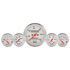 AutoMeter - AutoMeter Gauge Kit 5 Pc. 3-1/8in. & 2-1/16in. Mech. Speedo. Wtmp & Oilp Arctic Wht - Demon Performance
